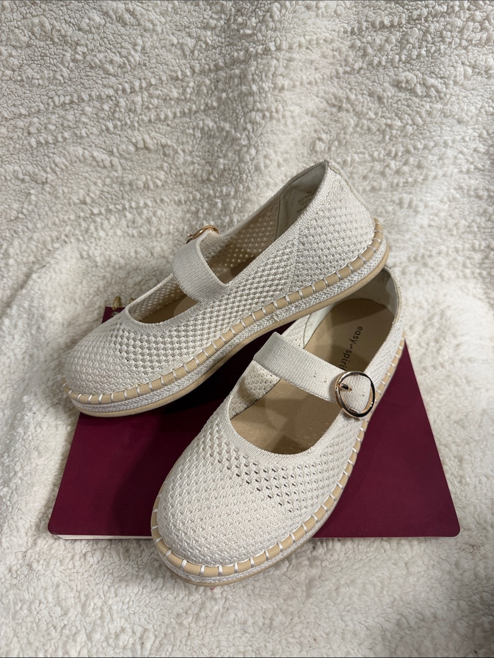 Comfort Knit Mary Jane Flats in Cream - Easy Spirit